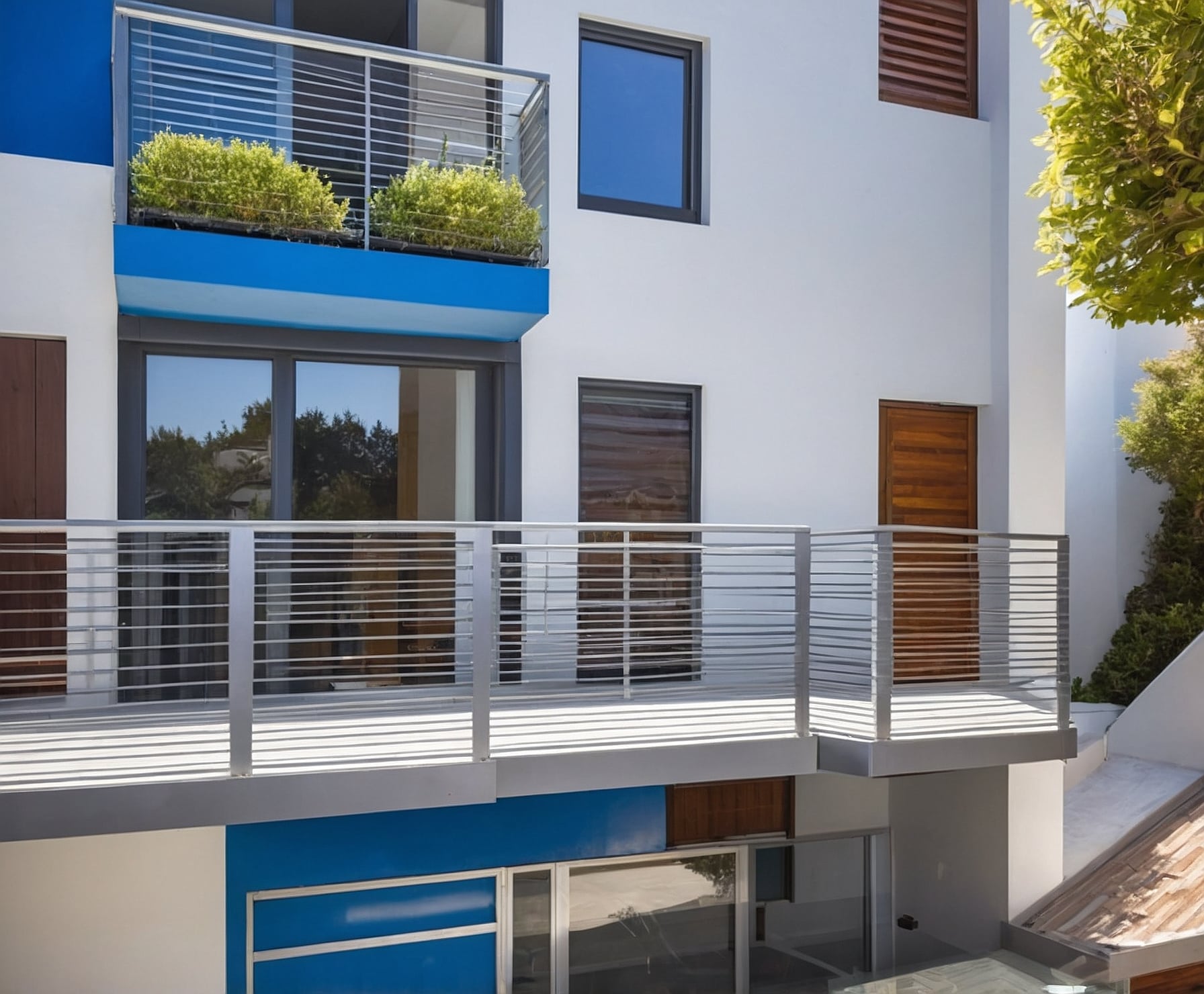 Balcón moderno con estructura de metal