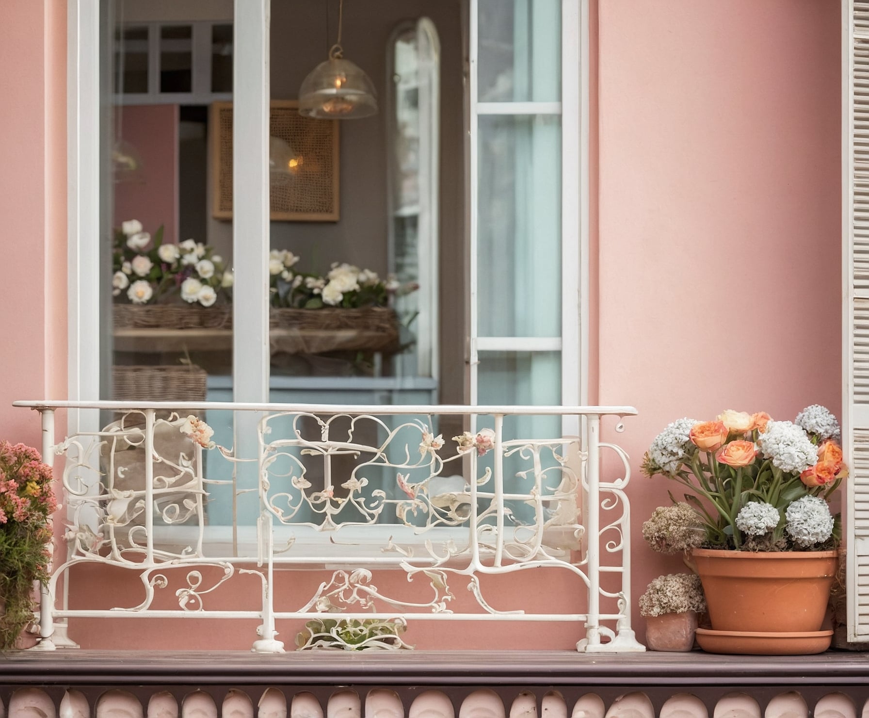 Balcón con estilo vintage y diseño retro